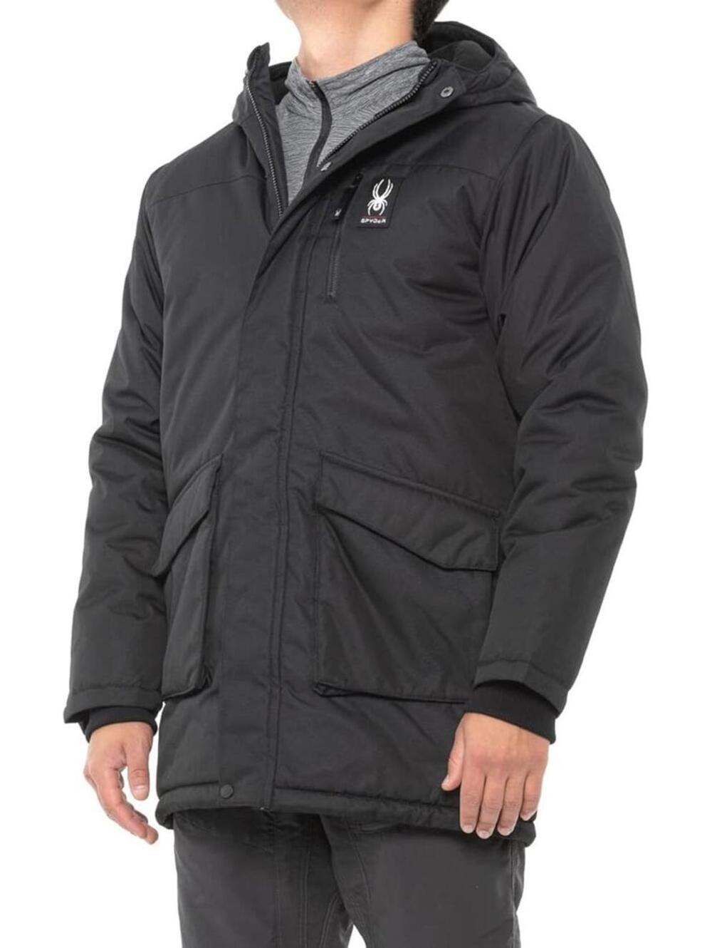 Spyder Men's Heavy Full Zip Parka Jacket Black - XL